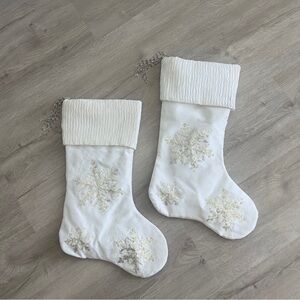 Ivory Snowflake Holiday Stockings - Set of 2